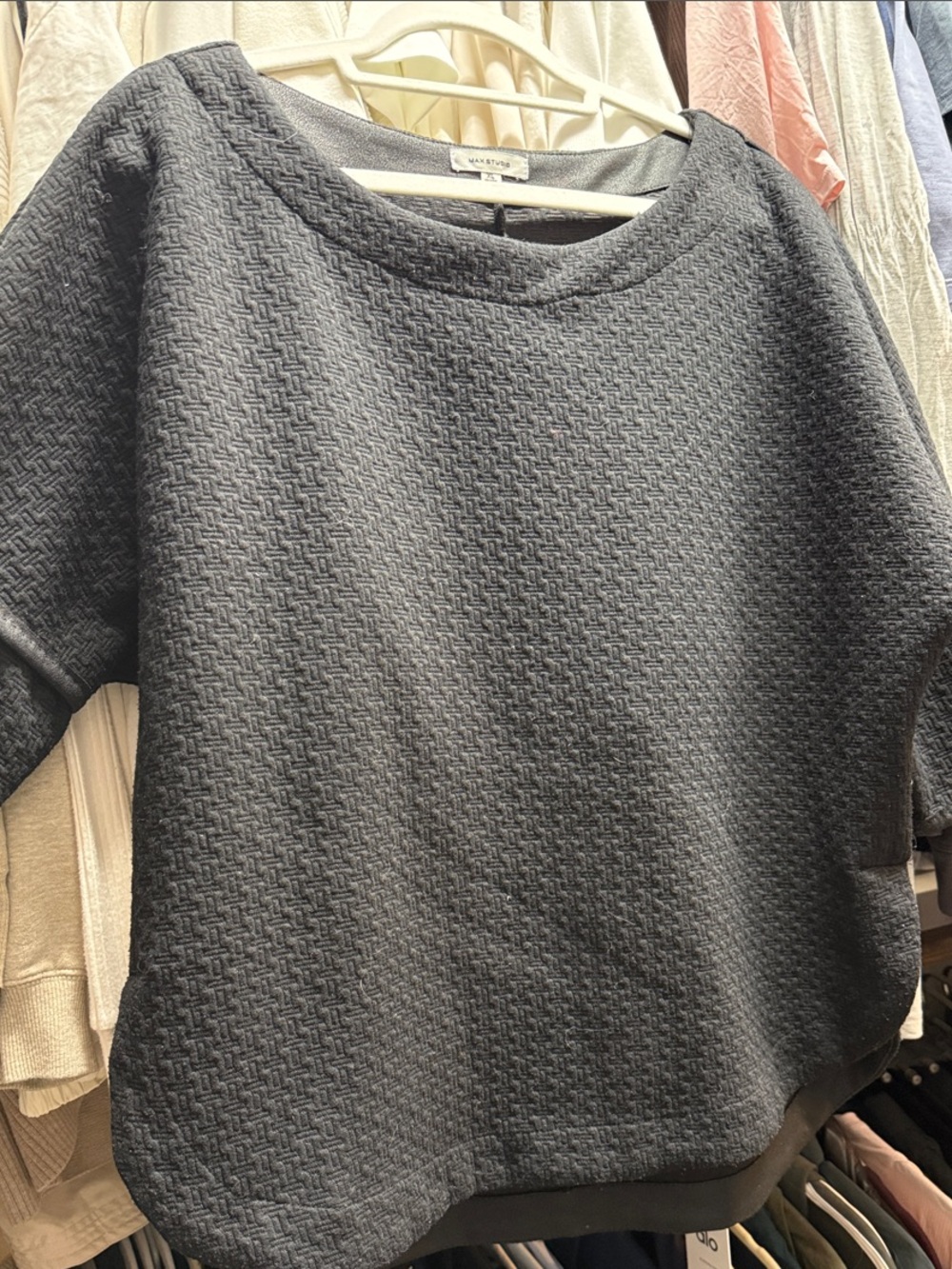 Max Studio Charcoal Gray Textured Crewneck Sweater